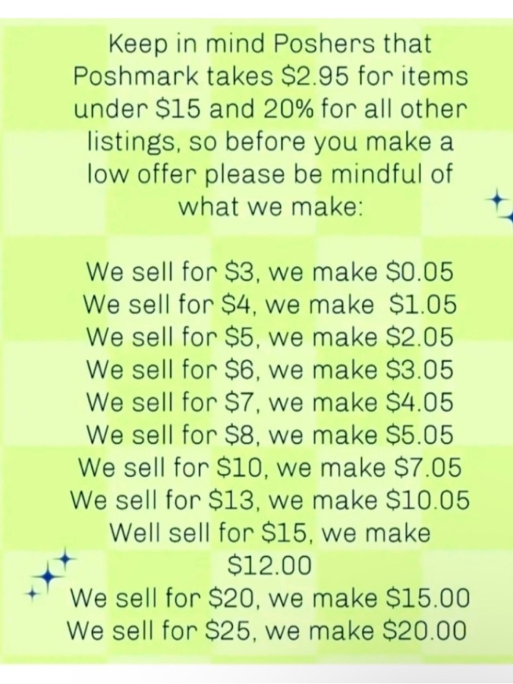 Thank you for under!!  Poshmark Fee Reminder Graphic - Lime Green Text Poster